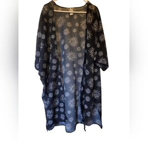 I Heart Raves Sheer Black Celestial Themed Print Duster OS EUC
